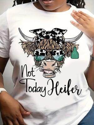 Bull Head Not Today Funny Graphic Tee Womens Western T-Shirt Vintage Gift