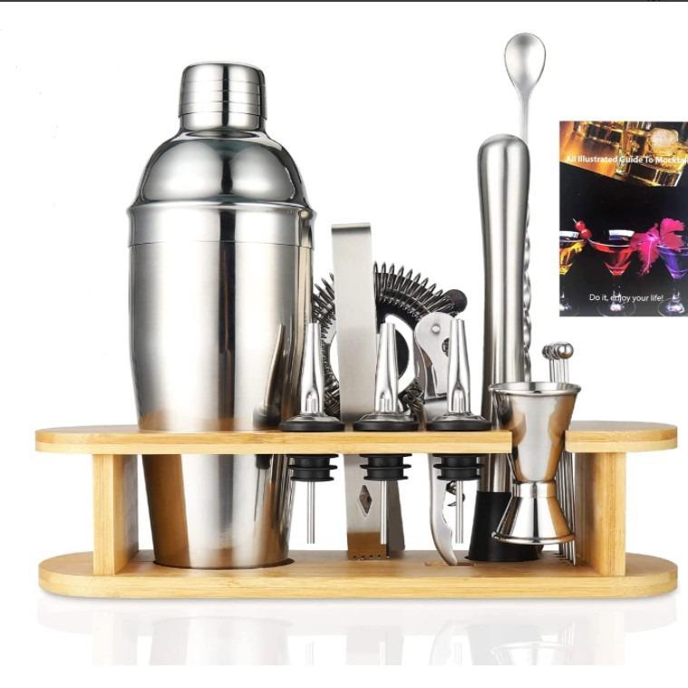 16-Piece Stainless Steel Cocktail Shaker & Bar Tool Set with Measuring Cups