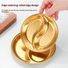 Stainless Steel Circular Divided Plate Sauce Dish Food Sauce Dish For Roast Meat Dipping Household Seasoning Snack Plate Kitchen