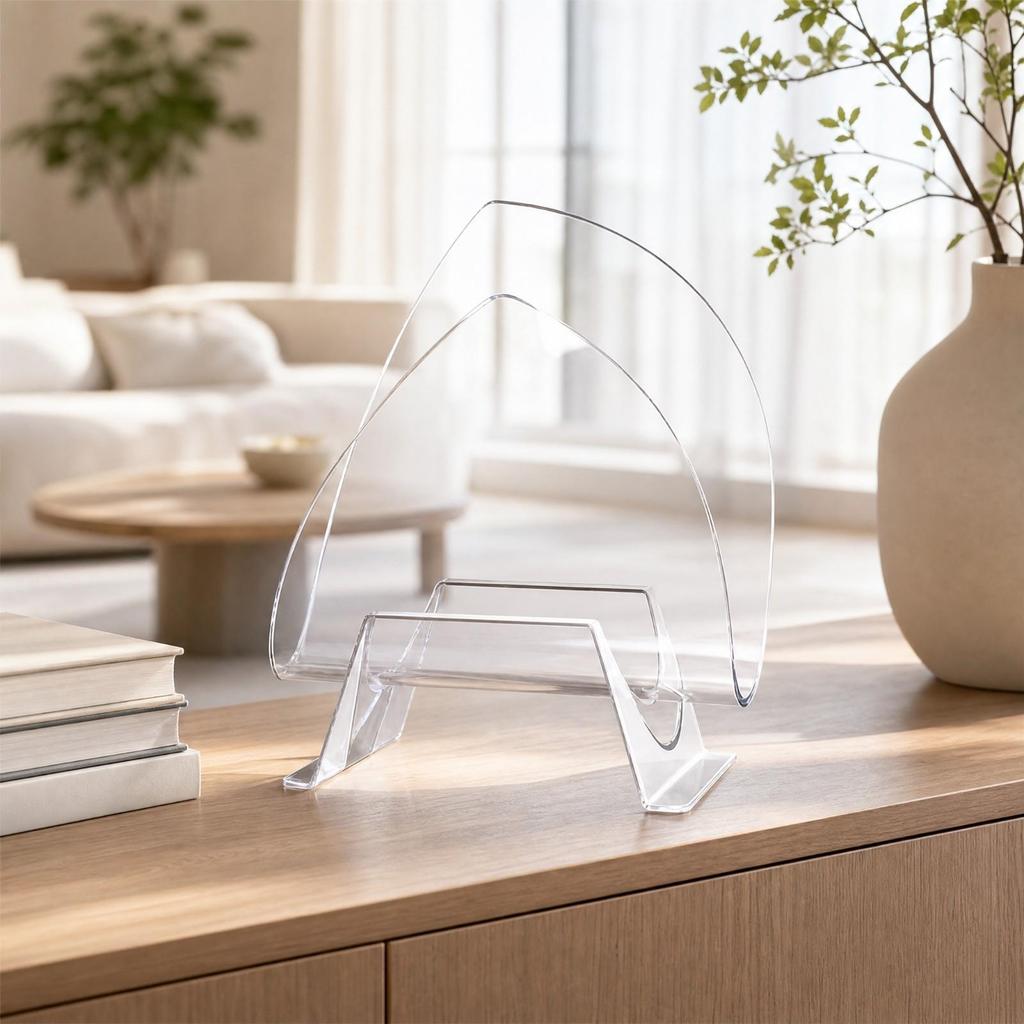 Acrylic and Metal Magazine Rack Transparent Freestanding Desktop Book Holder Sturdy