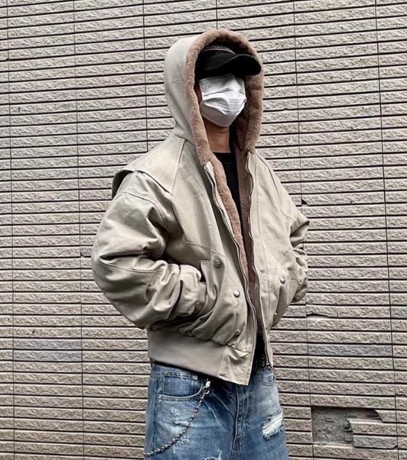 High-Quality Snow Leopard Fur Collar Hooded Cotton Jacket for Men and Women - Winter Short, Thick, Warm Coat Medium