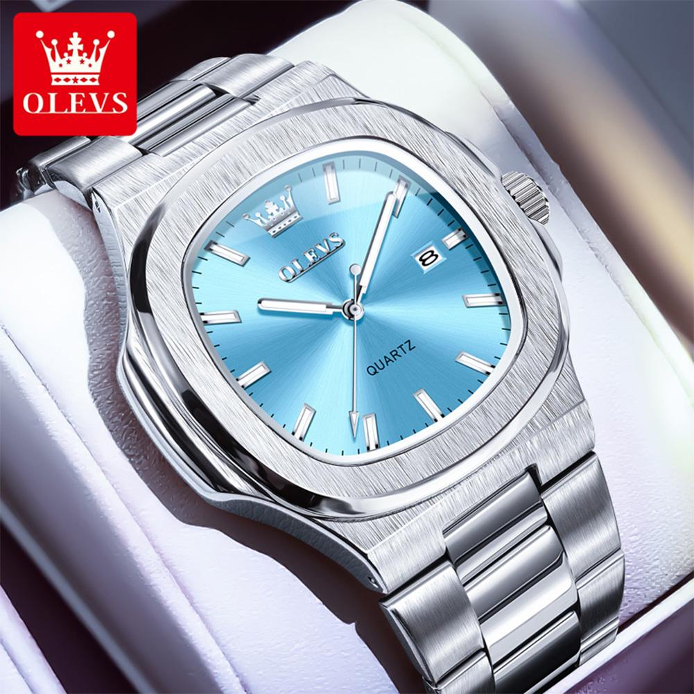 OLEVS 3696 Uhr Mann Original Luxus Quadratisch Quarz Uhr Edelstahl Wasserdicht Leuchtend Automatisch Datum Uhren Mann Box Geschenk
