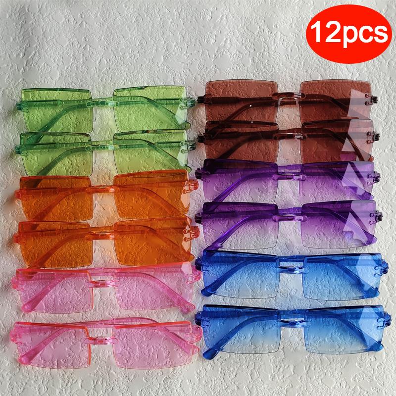 1/6pcs Rectangle Fashion Sunglasses Women Men Cute Candy Color Shades For Vacation Beach Party