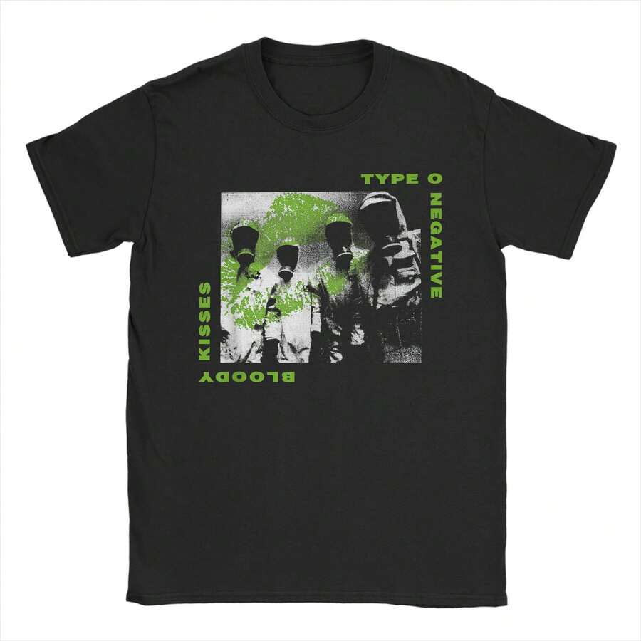 

Unisex T-Shirt100% Cotton Short Sleeve Casual Tee Type O Negative Bloody Kisses Green Splatter Band 5XL різнокольоровий