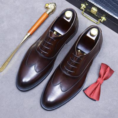 Cowhide Leather Business Dress Handmade Oxford Groom Wedding Shoes British Height-increasing Men's Shoes