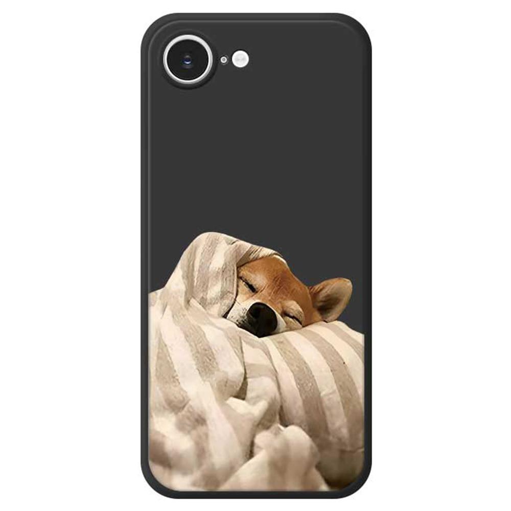 For iPhone 16e Case Wrapped Dog Pattern Printing Straight Edge TPU Phone Back Cover