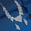 3PC Women's Fashion Design Leaf Necklace Earrings Zircon Set Suitable for Wedding, Party, Festival Gifts