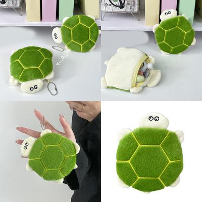 Coin Purse Small Wallet Cosmetic Items Bag Change Purse Plush Coin Pouch with Zippers Keychain Makeup Bag for Womens