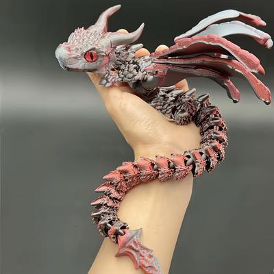 3D Printed Flexible Wings Dragon Statue, Mixed Color Plastic, Desk Decor, Birthday Gift for Teens and Adults 14+, Collectible Mo