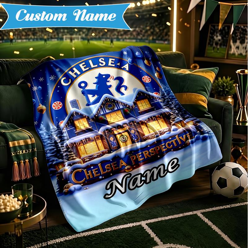 Custom Name Chelsea Crest Artwork Blanket Lightweight Ideal Bedding Blanket Perfect for Travel, Camping, Living Rooms, Sofas, Christmas gift