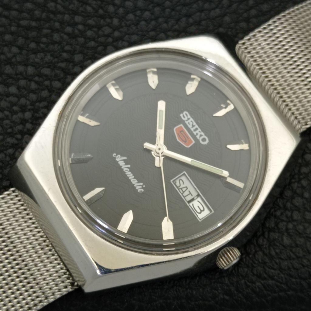 VINTAGE SEIKO 5 AUTOMATIC 6309A JAPAN MENS BLACK COLOR DIAL WATCH a701616-5 R206c-a701616