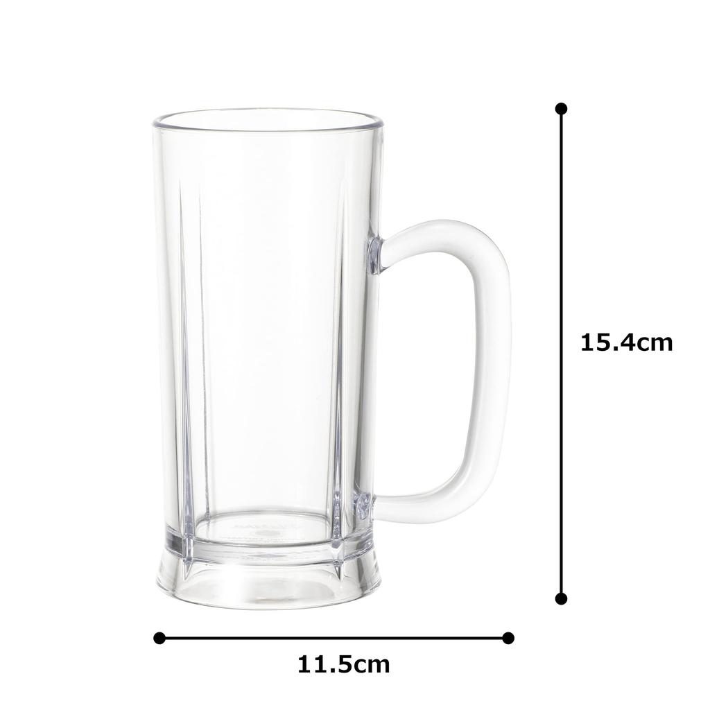 IJ Unbreakable Classic Beer Mug Glass, 400ml, Dishwasher Safe, Made In Japan, Perfect for Home, Restaurants, Cafes, Parties, and Outdoors. Stylish