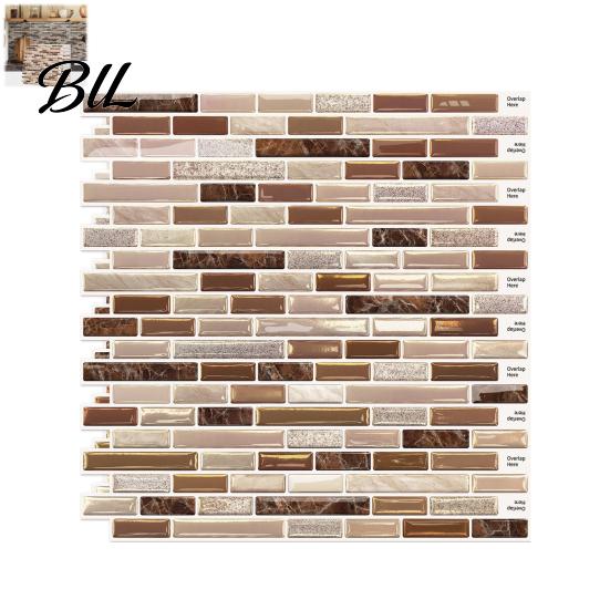 Modern Mosaic Pattern Stickers 3D Gel Faux Wall Stickers, Easy Peel & Stick Backsplash Tile Kitchen Bathroom Tiles Vintage Brick Wallpaper for
