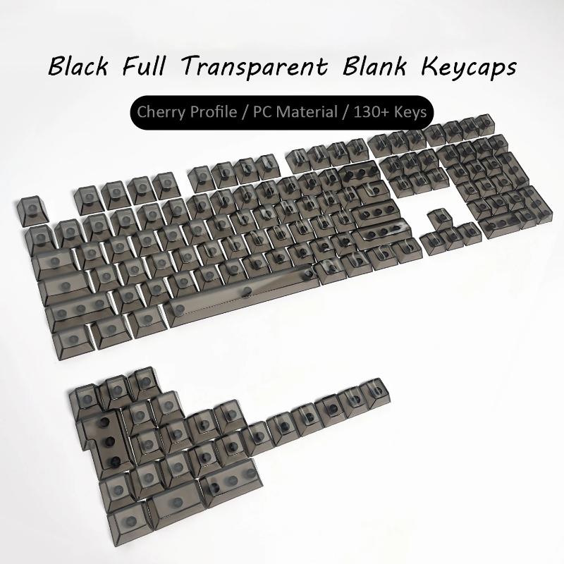 Xiaomi New 132 Keys Black Full Transparent PC Keycaps UV Printing Clear Crystal Key Caps Cherry Profile for MX Switches Gaming Keyboard