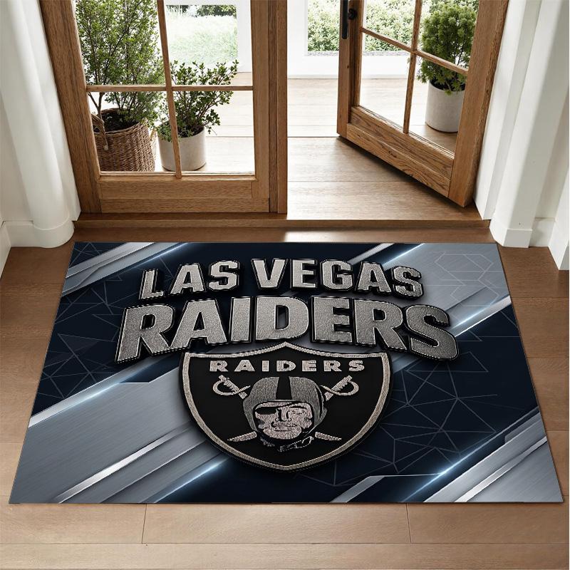 Las Vegas Raiders Design Crystal Velvet Rug Soft Decorative Mat for Bedroom Entrance