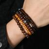 Bohemian Style Handmade Beaded Tree of Peace Bracelet Set - 5-Piece Elastic Cord Men's Wooden Beads