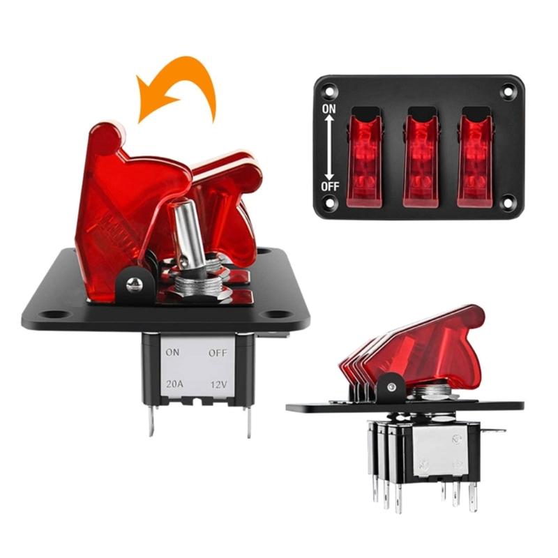 12/24V 3 Gang Universal Toggle Switch Panel Car Boats LED Styling Rockers Switch