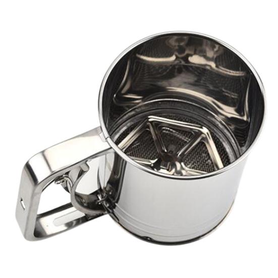 Flour Sifter Ergonomics Uniform Filtration Hand-press Type Non-slip Filter Flour Semi-automatic Flour Sieve Cup Kitchen Gadget