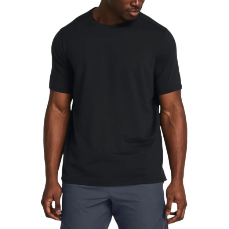 Under Armour Meridian Solid Fashion Versatile Comfortable Crew Neck Short Sleeve T-Shirt Men Tops Black 1386973-001