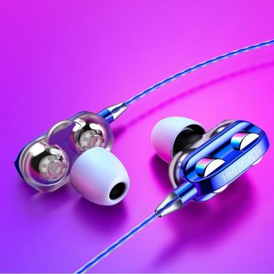 Double Moving Coil Dual Speaker In-ear Headphones Wire Control Stereo In-ear Earbuds Sport Earphones