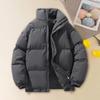 Men Autumn Cotton Coat High Collar Long Sleeve Zipper Closure Wind Shield Coat with Pockets Zipper Placket Elastic Hem One Tone