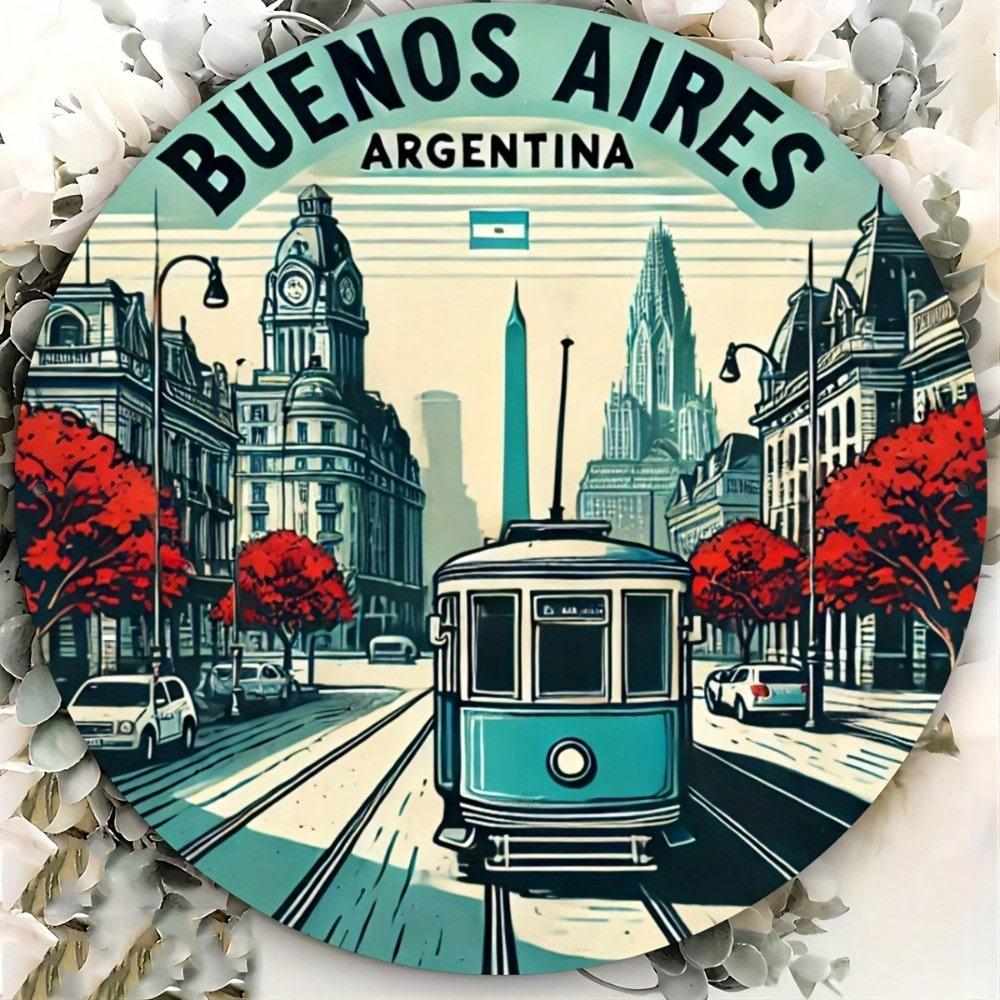 

Retro Argentina Metal Sign Buenos Aires Wall Art Aluminum Travel Poster 8x8 inch Home Decor 20x20