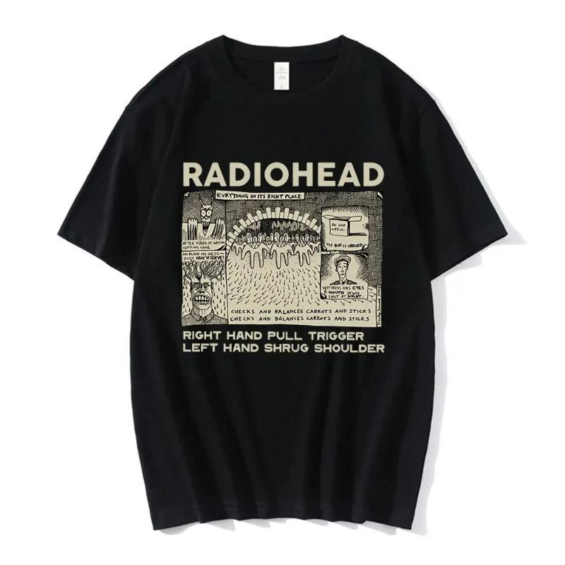 Vintage Classic Radiohead Tees North America Tour Rock Tshirt  Hip Hop Street Casual Top Sleeved Harajuku Streetwear Tops Tees