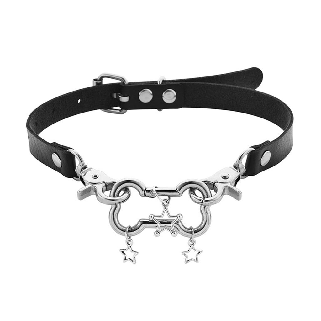 European and American Style Leathers Collar Trend Punk Bone Pentagrams Neck Bands Nightclub Bar Wild O Style Neck Chain