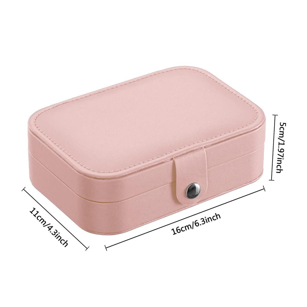 Portable Jewelry Box Small 2-Layer Travel Jewelry Organizer PU Leather Display Storage Case for Rings Necklace Earrings Bracelet
