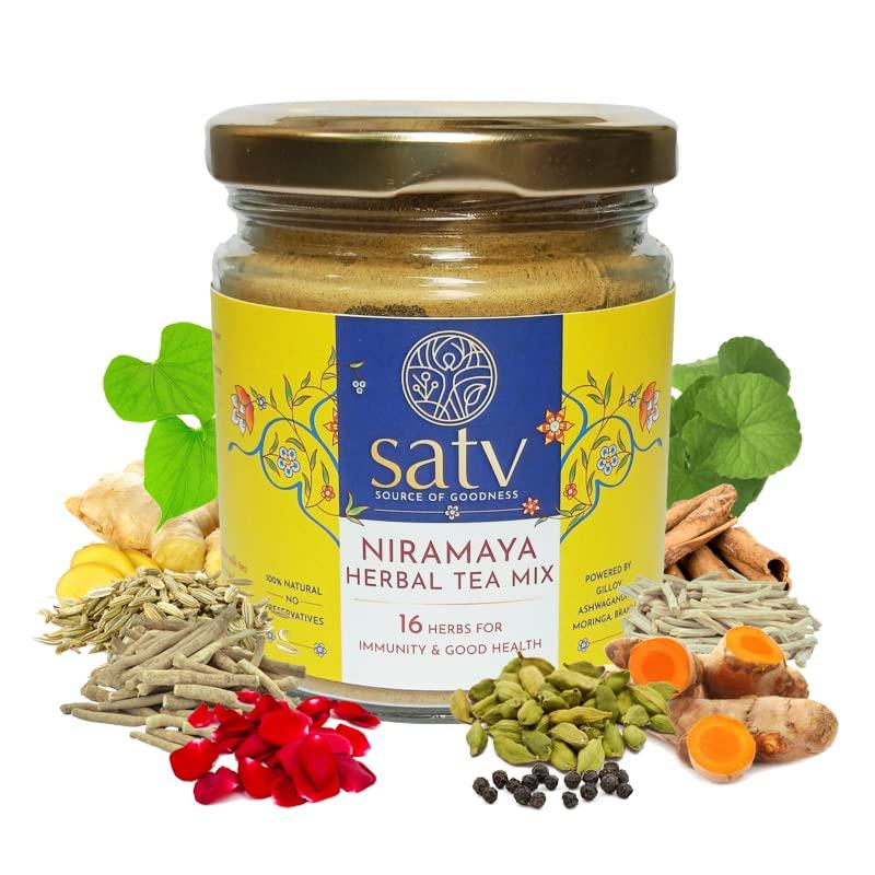 Satv Niramaya Herbal Tea Masala I For Aromatic & Flavourful Tea I 16 Herbs I Boost Immunity, Helps in Relaxation, Improve Digestion. Detoxif