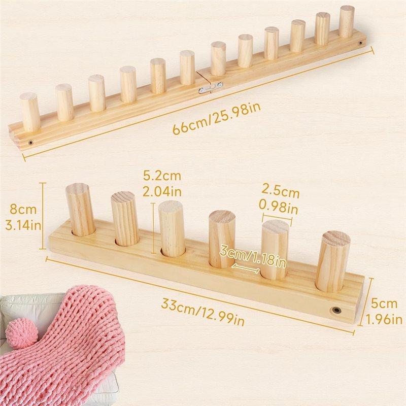 Wooden Loom Kit For Blankets- Extra Jumbo Chunky Yarn Crochet Knitting Tool, 39 Inch DIY Handmade Yarn Crafting Set