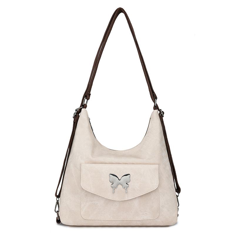Mode Große Kapazität Schmetterling Schultertaschen Damen Neu Vintage Kette Rucksack Damen PU-Leder Einfarbig Tragetasche Handtasche