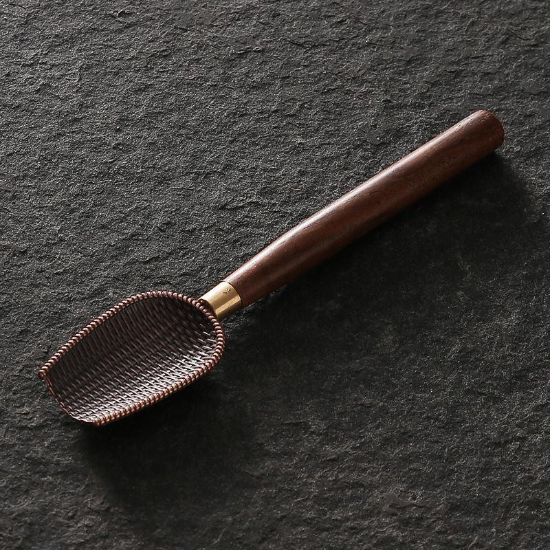 Kung Fu tea, copper alloy tea, tea dial, tea ceremony six gentlemen solid wood, tea tool teaspoon, tea shovel teaspoon