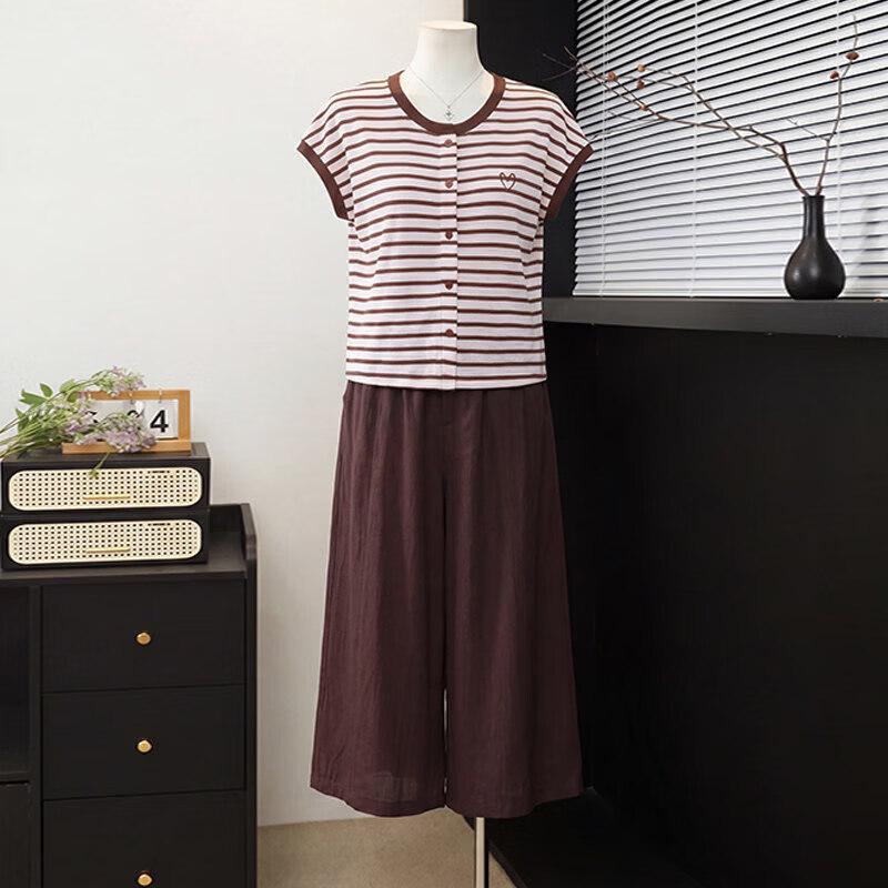 Xuexi Women s Age-Reducing Striped Two-Piece Set 2XL
