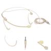 Beige 3.5mm Jack Male Screw Lock Binaural Hanging Microphone for Bodypack Transmitter
