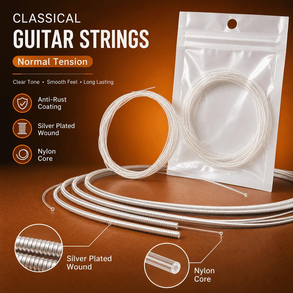 Silver Plated Classical Guitar Strings Replacement Guitar Strings For Classic Acoustic Guitar