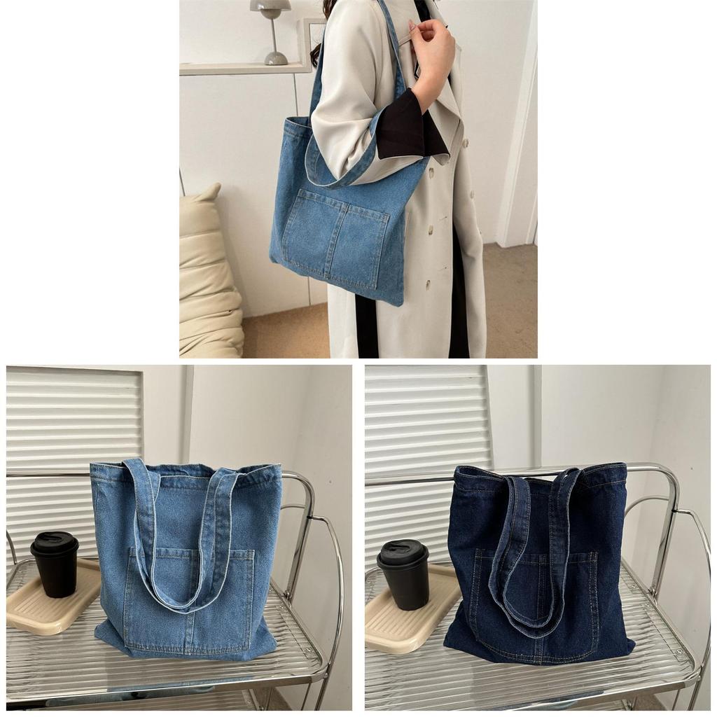 Cowboy Canvas Compact Shoulder Bag With Stitch Detailing For Street Fashion