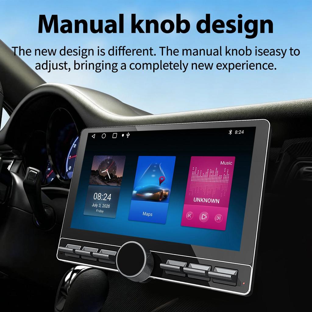 Car Audio System, Android 15, Universal, 10.1-inch GPS Navigation Head Unit, Supports CarPlay, Android Auto, Wi-Fi, and Bluetooth 5.0