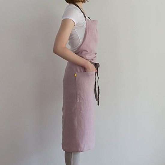 Leinen Schürze Manon A277 [Lino e Lina] Senf W100 x L100 cm