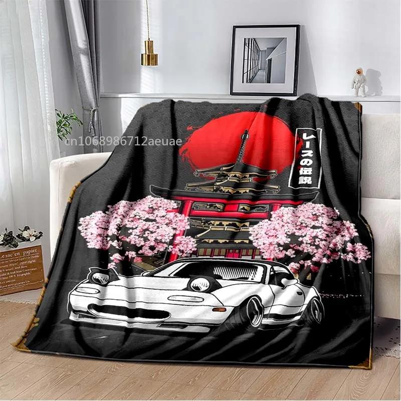 Neon Japanische Kunst Miata Auto Bedruckte Flanelldecke Leicht Warm Plüsch Bett Sofa Stuhl Decke