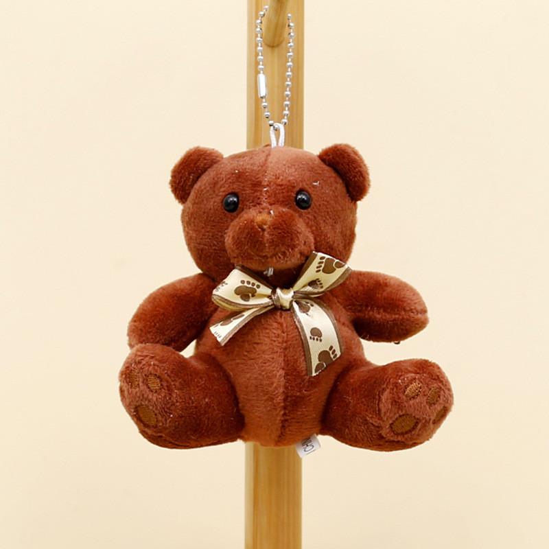 Mini Teddy Bear Plush Keychain Sweet Bear Bag Pendant Soft Pp Cotton Stuffed Coffee Teddy
