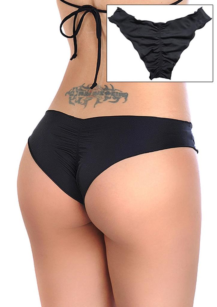 Swimsuit Reversible Ripple Bottom Bikini [Sanas] (L, (PT) Black)