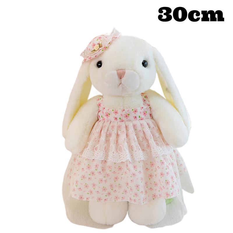 Floral Girls Dress Rabbit Plush Toy Cute Lop Ear Bunny Doll Kids Gift Home Decor