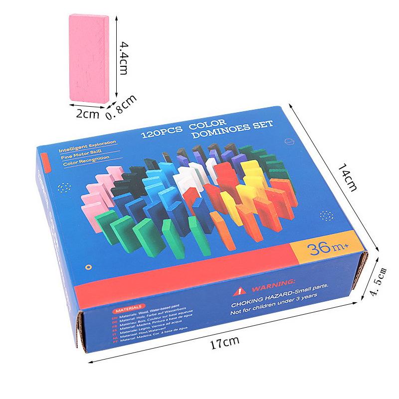 120-Piece Colorful Wooden Domino Set: Educational Toy for Early Childhood Development