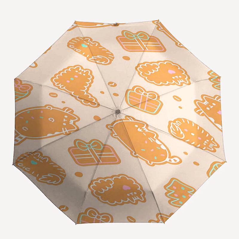 Gingerbread Man Themed Travel Umbrella-8 Ribs Automatic Opening and Closing, Portable Folding Design, Compact and Stylish Umbrella Suitable