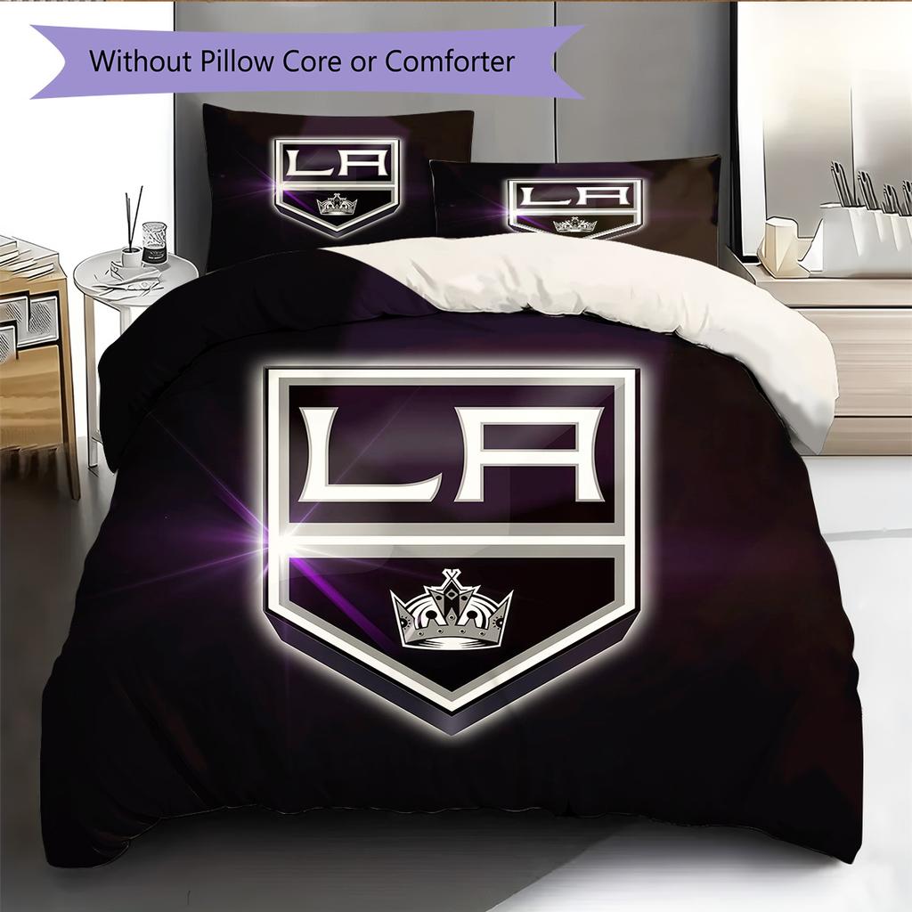 Los Angeles Kings Pattern Bedding Quilt Set Home Decoration Gift (1 * duvet cover + 2 * pillowcase without core).xwn