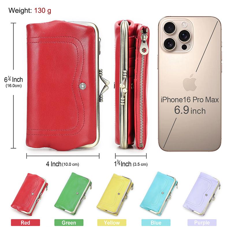 CONTACT'S Genuine Leather Fashion  Long Wallet Women Colorful Coin Pocket with Photo Slot Soft Female Purse Wallets