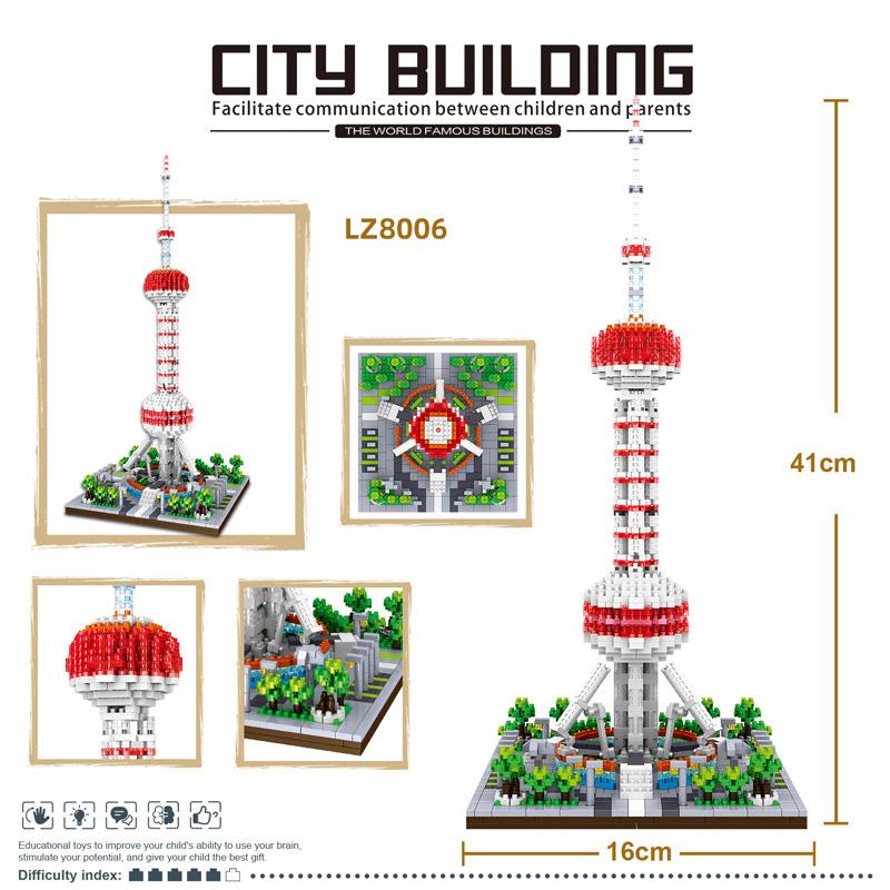 World Famous Modern Architecture Nanobricks China Shanghai Oriental Pearl Tv Tower Micro Construction Block Model Blocks Toys