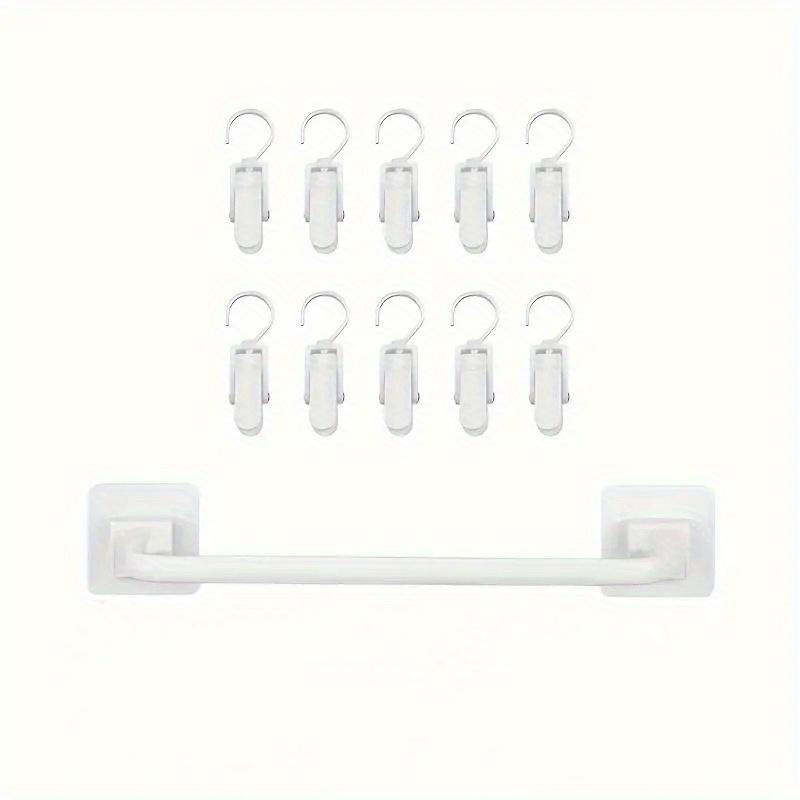 

1 комплект вешалки-органайзера для детских брюк с 10 зажимами, пластиковый держатель для дисплея, настенная дверная полка для сушки детских носков, тканевых подгузников, полотенец белый