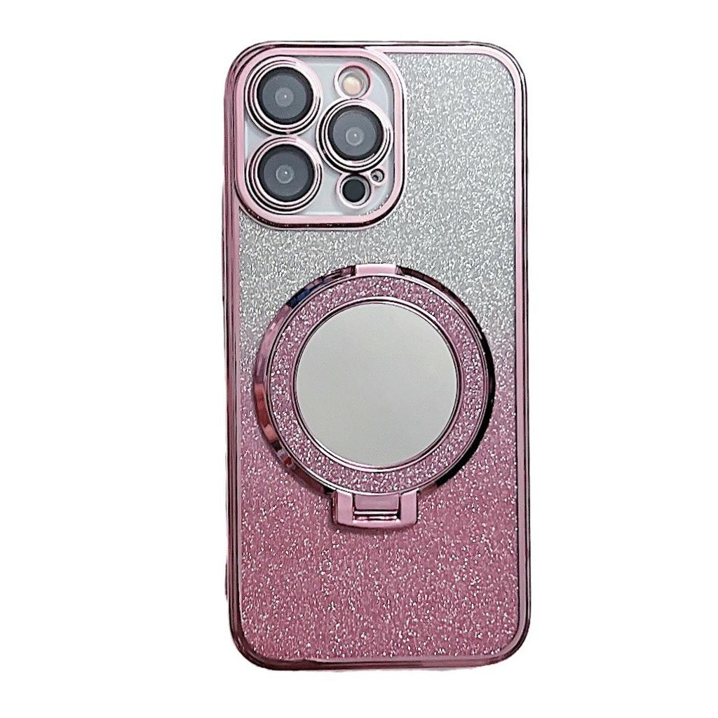 Třpytivé magnetické pouzdro na telefon pro iPhone 15, Apple 14promax, 13 Soft Shell Mirror Bracket, galvanicky pokovené pouzdro Apple 14promax